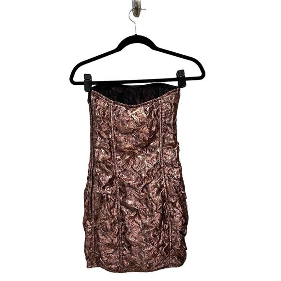 Redemption Womens NWT Textured Rose Gold Mini Tube Dress sz 36 IT 0 US - Picture 3 of 16